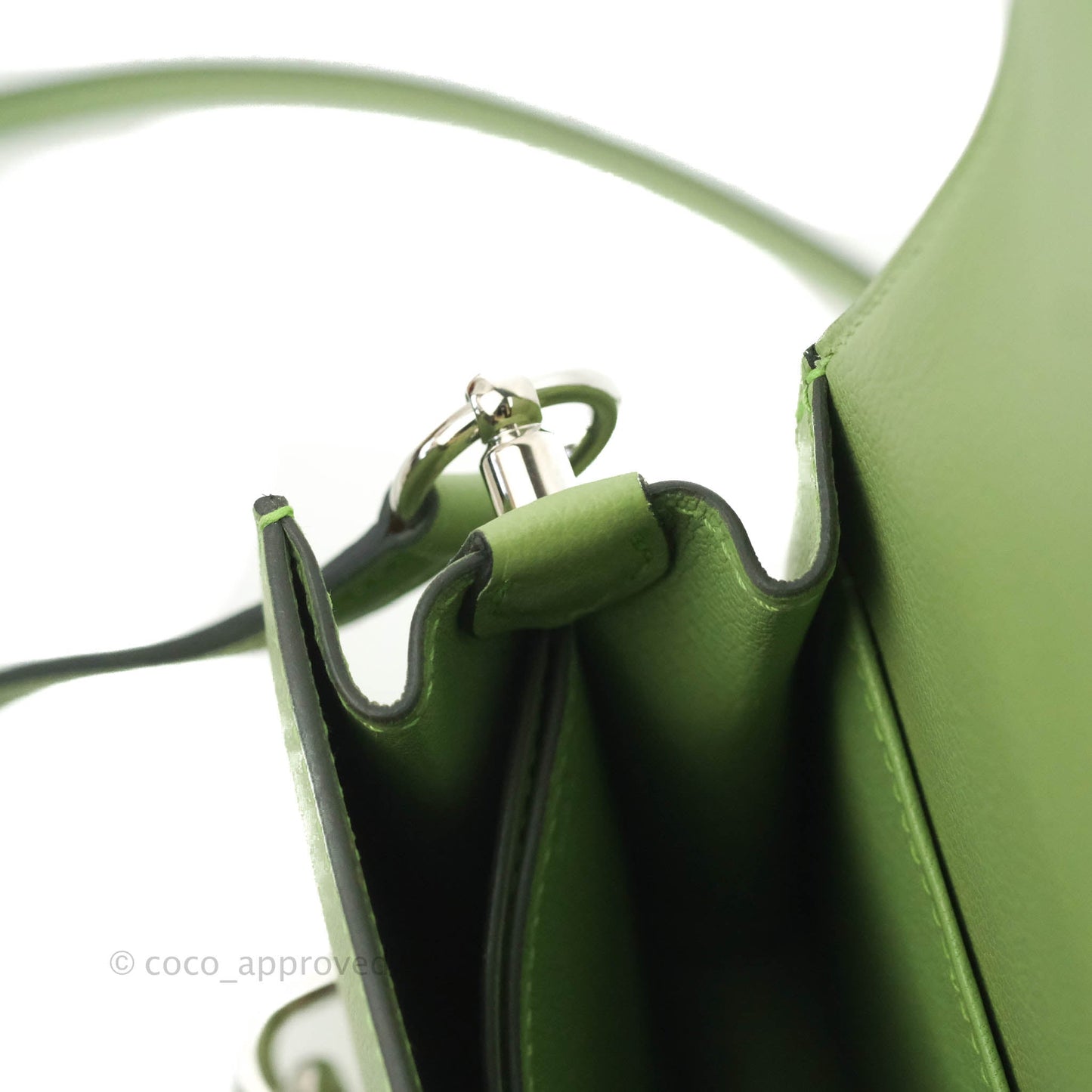 Hermès Roulis Mini 18 Evercolor Vert Criquet Palladium Hardware