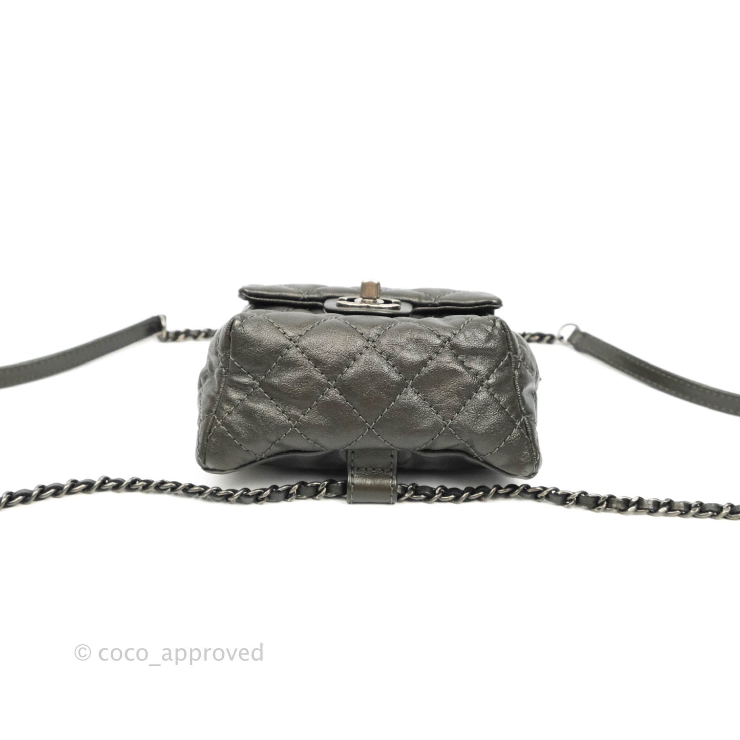 Chanel Chain Backpack Metallic Grey Lambskin Ruthenium Hardware