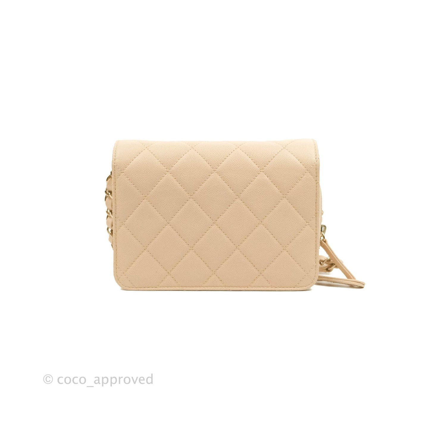 Chanel Quilted Small Like The Wallet Flap Light Beige Caviar Light Gold Hardware 22C