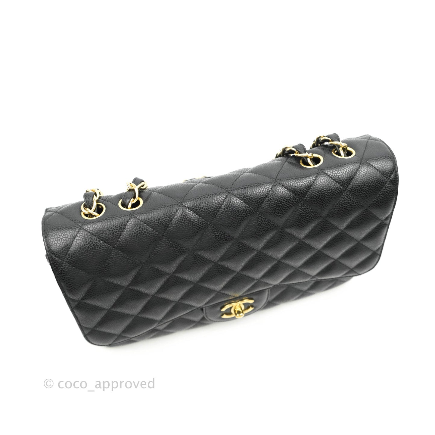 Chanel Jumbo Single Flap Black Caviar Gold Hardware
