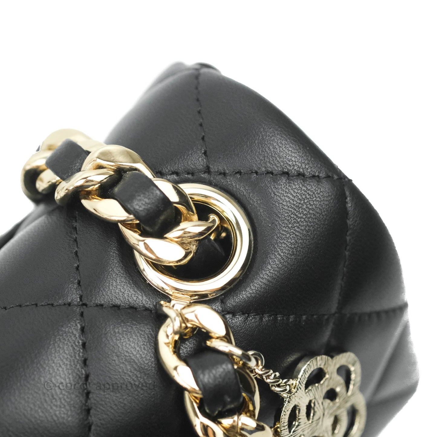 Chanel Quilted Mini Rectangular Lambskin Black Flap With Charms Gold Hardware 21C