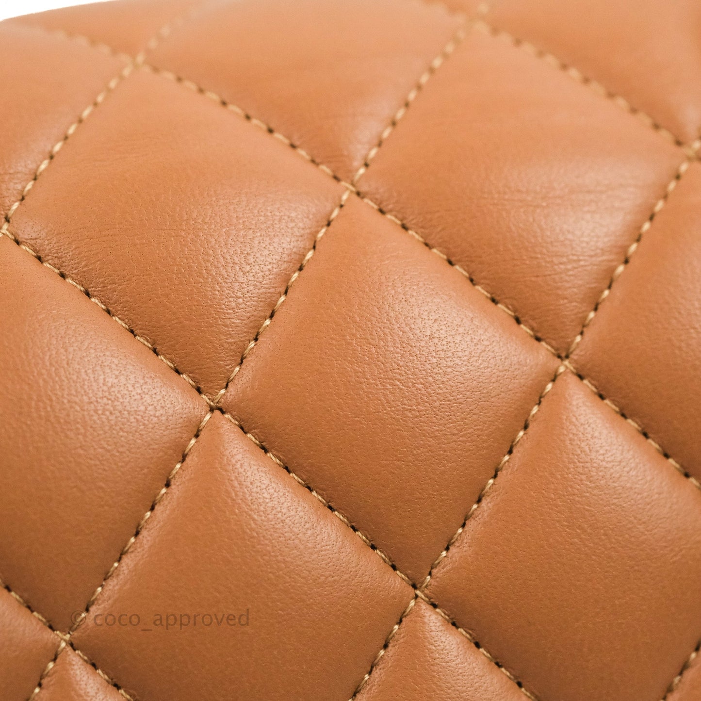 Chanel Small Classic Quilted Flap Dark Beige Caramel Lambskin Gold Hardware 21P