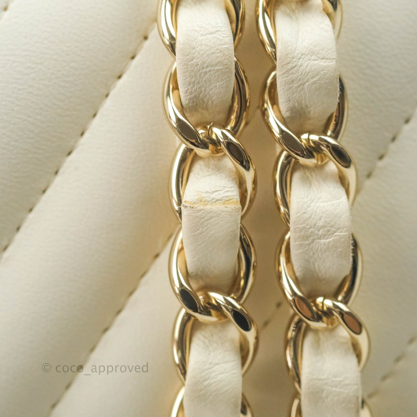 Chanel Classic Chevron S/M Small Double Flap Ivory White Lambskin Gold Hardware
