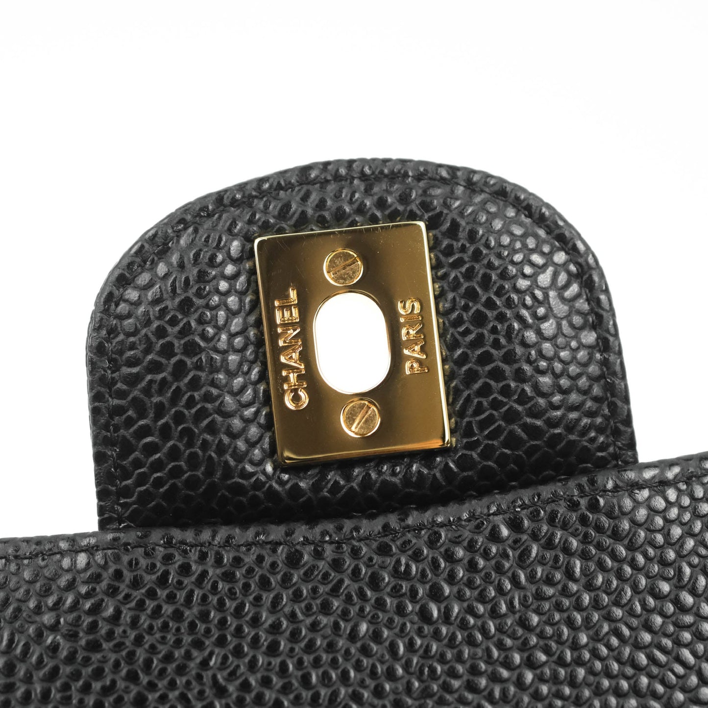 Chanel Classic M/L Medium Flap Quilted Black Caviar Gold Hardware