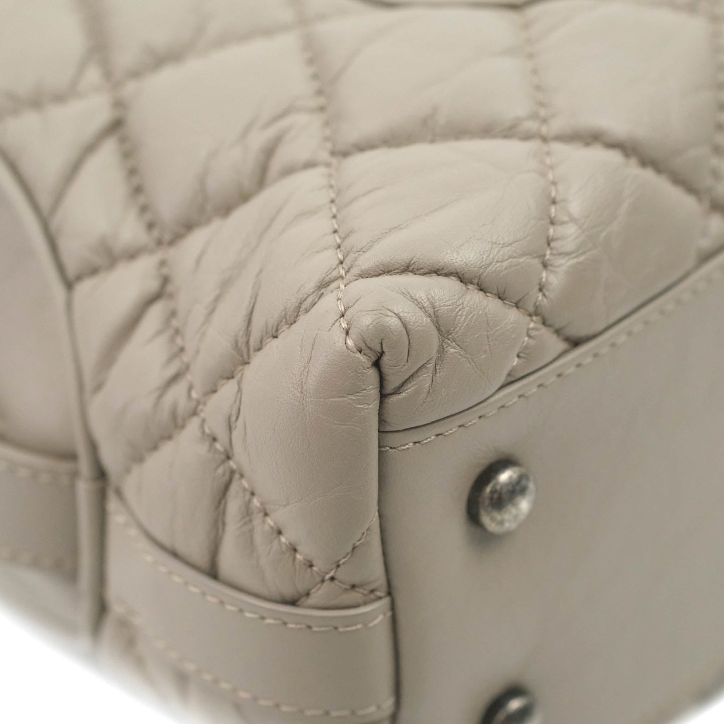 Chanel Quilted Small Coco Handle Bowling Bag Grey Aged Calfskin Ruthenium Hardware