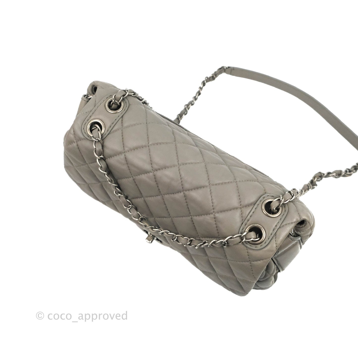 Chanel Medium Quilted Soft Accordion Flap Bag Grey Lambskin
