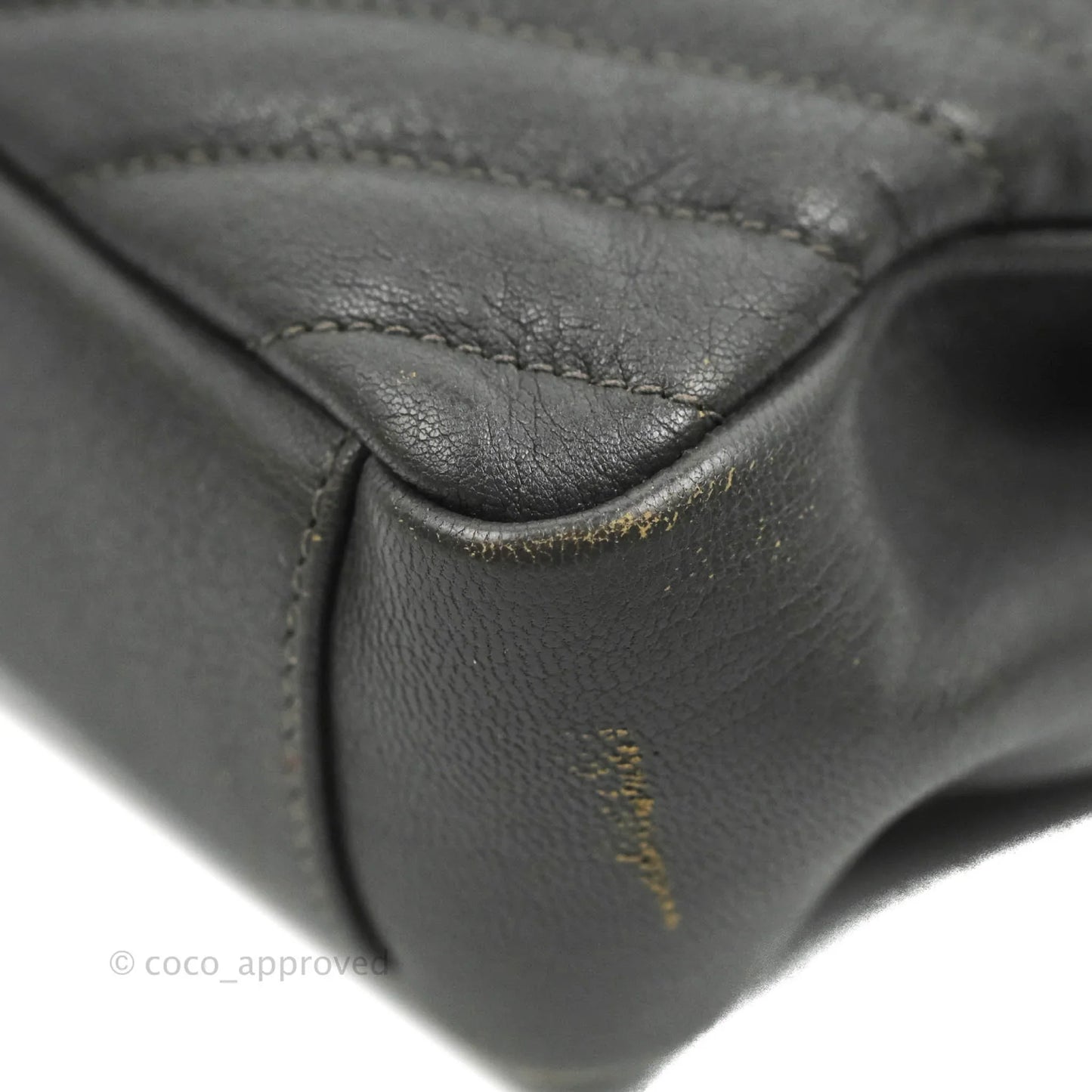 Saint Laurent Chevron Medium College Grey Chain Bag Ruthenium Hardware