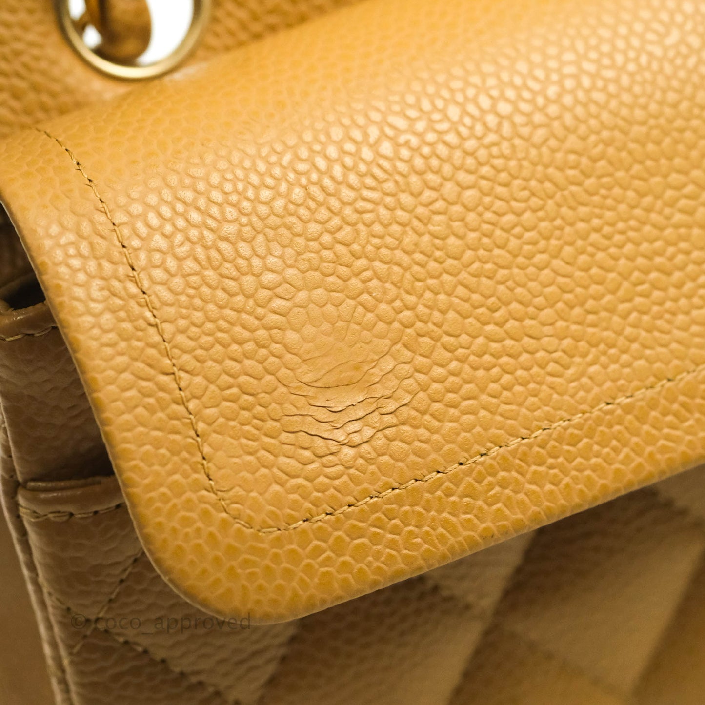 Chanel S/M Small Classic Quilted Flap Dark Beige Caviar 24K Gold Hardware