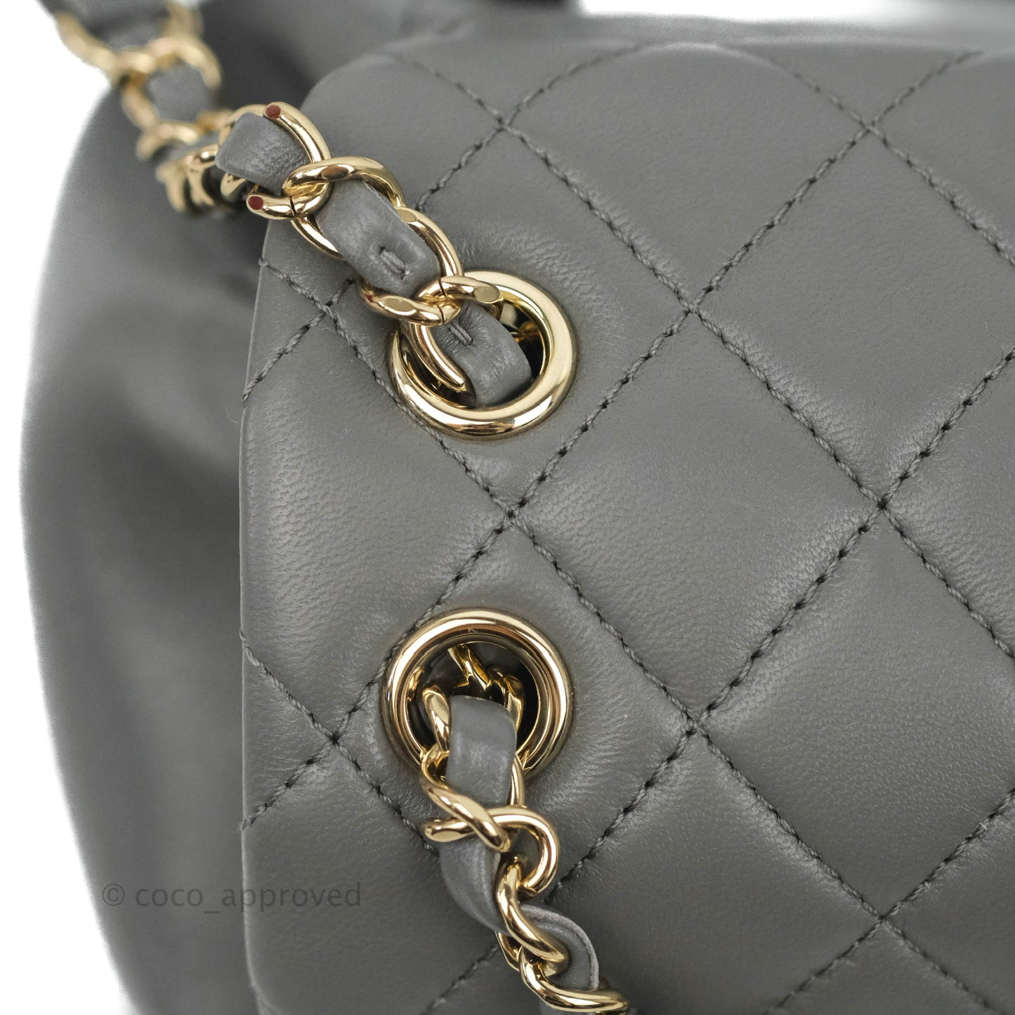 Chanel Quilted Small Duma Drawstring Backpack Grey Lambskin Gold Hardware 22A