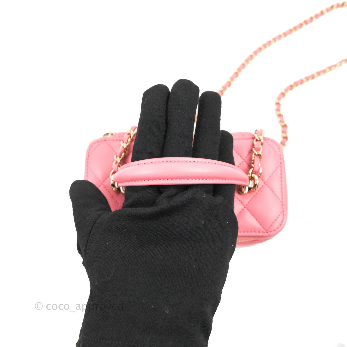 Chanel Vanity Rectangular Top Handle Pink Lambskin Gold Hardware