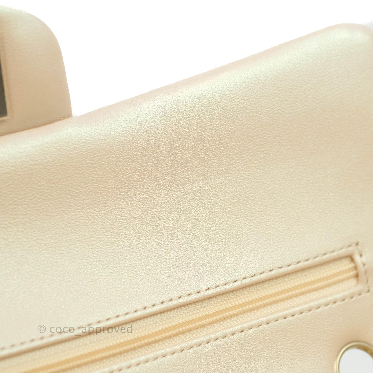 Chanel Classic M/L Medium Double Flap Iridescent Beige Calfskin Gold Hardware 21S