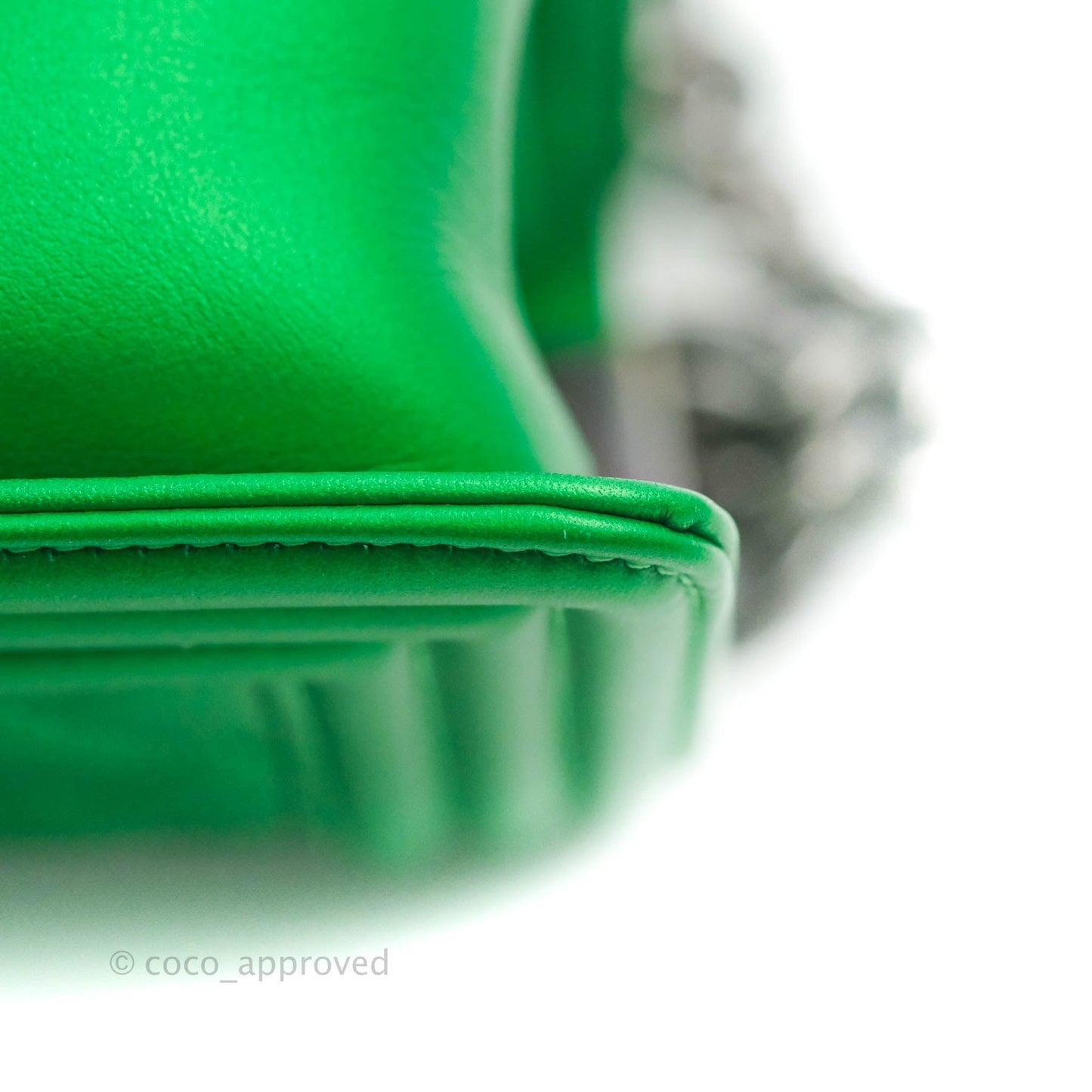 Chanel Small Boy Green Calfskin Ruthenium Hardware