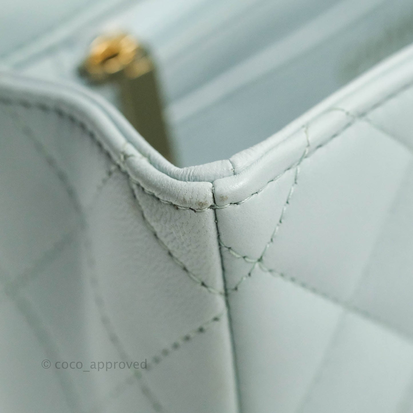 Chanel Top Handle Mini Rectangular Flap Bag Light Blue Lambskin Gold Hardware