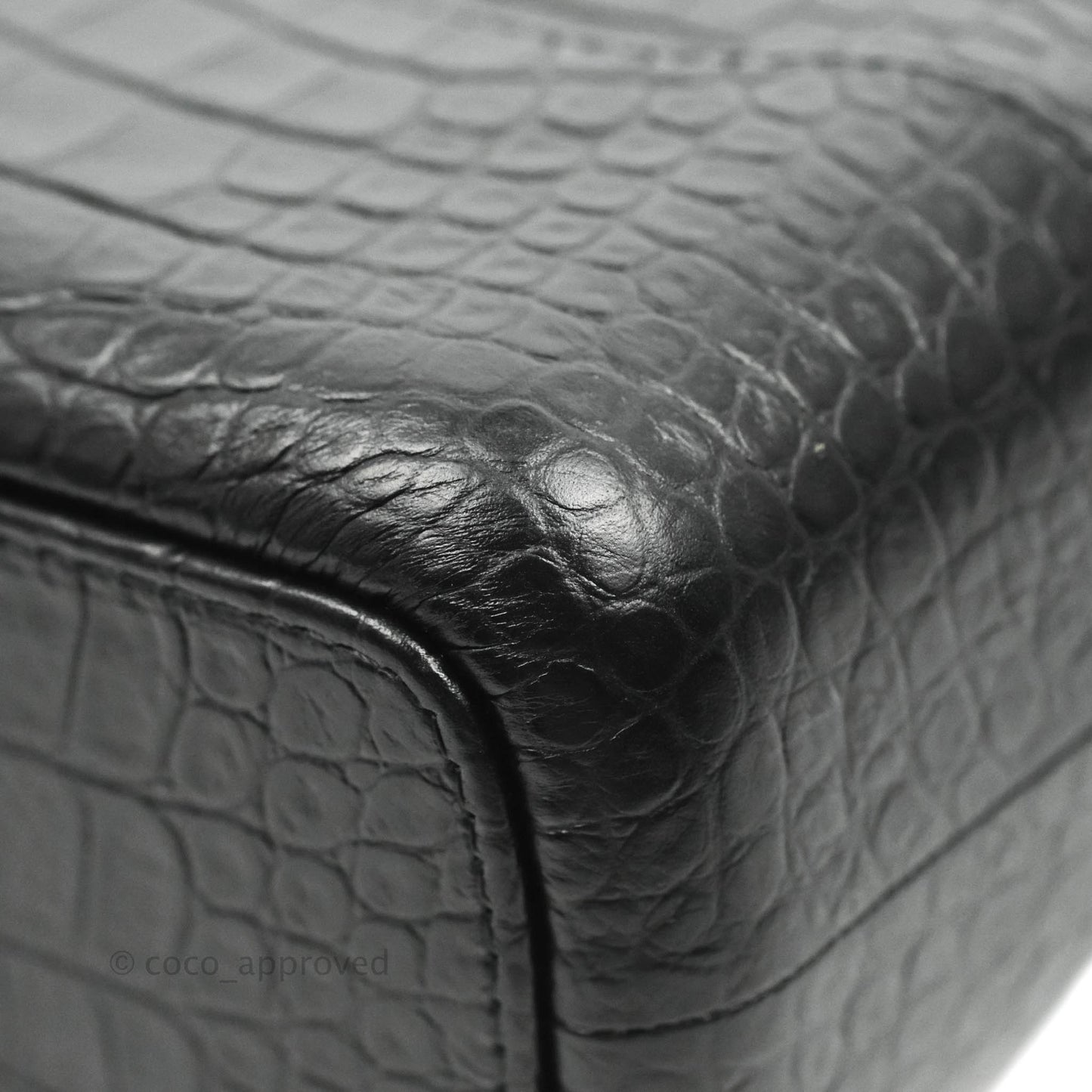 Chanel Large Gabrielle Hobo Crocodile Embossed Black Calfskin