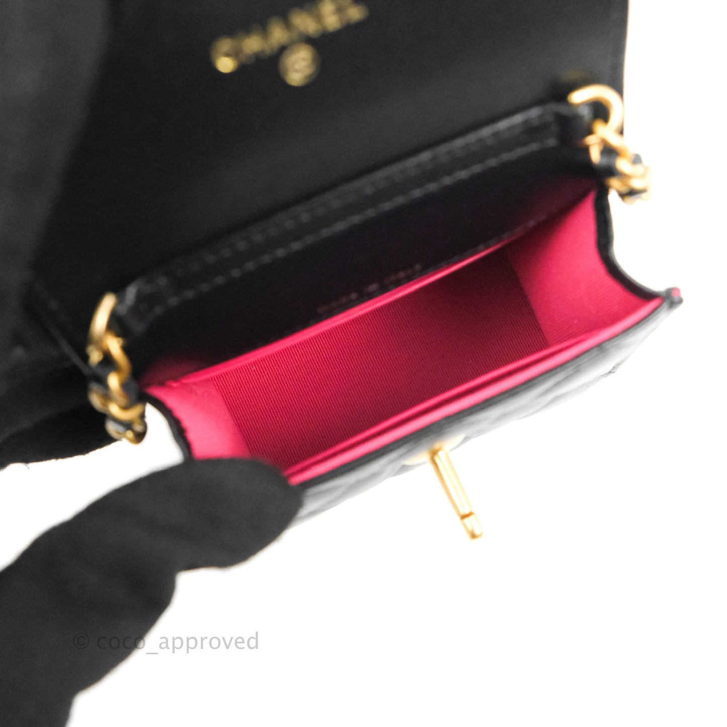 Chanel Heart CC Lock Clutch with Chain Black Lambskin Gold Hardware 23S