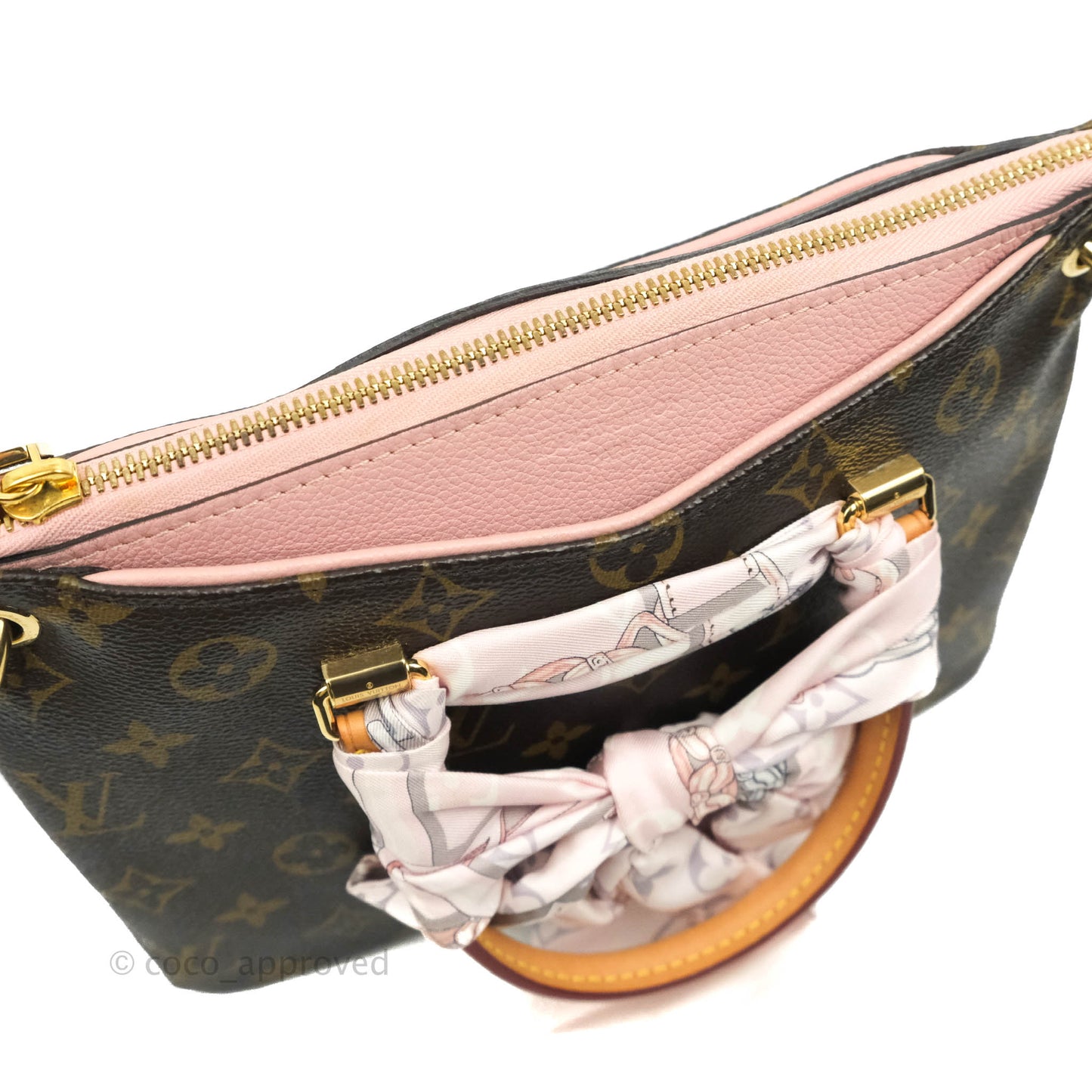 LV Pallas BB Pink Monogram Canvas Shoulder Bag With Twilly