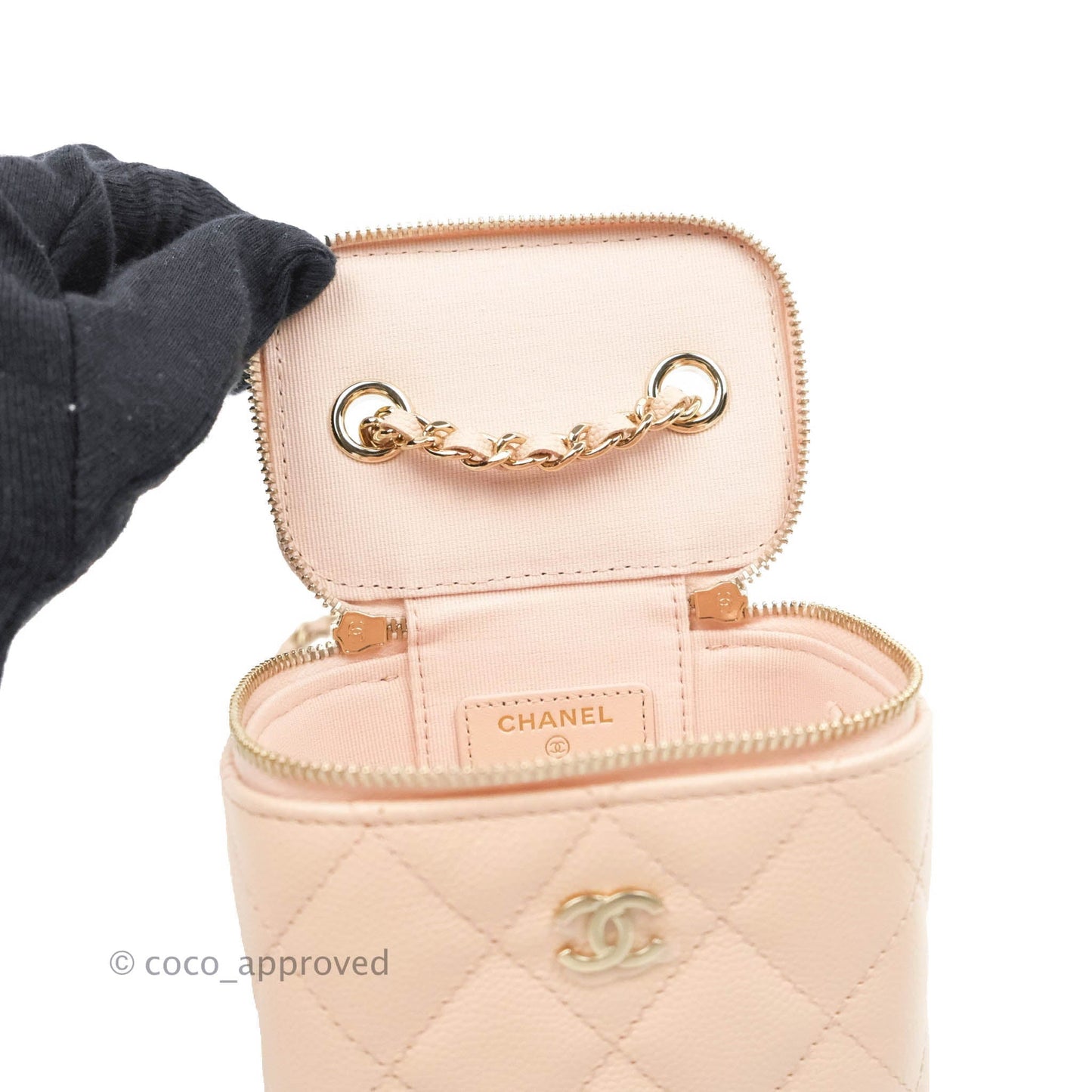 Chanel Classic Mini Vanity With Chain Light Pink Caviar Gold Hardware