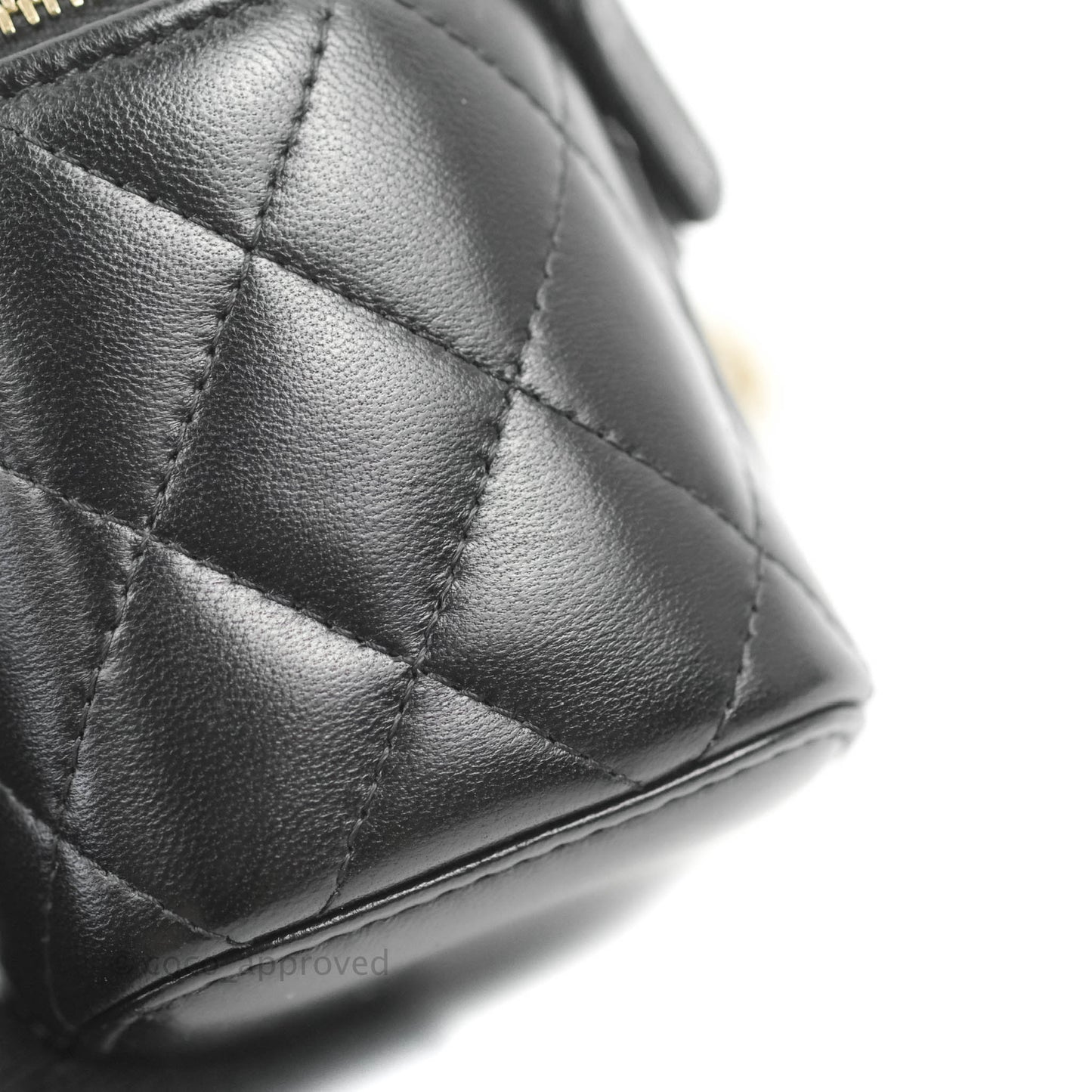 Chanel Mini Top Handle Vanity With Chain Black Lambskin Gold Hardware