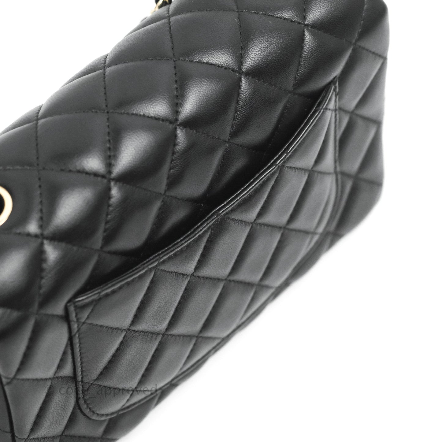Chanel Quilted Mini Rectangular Flap Black Lambskin Light Gold Hardware