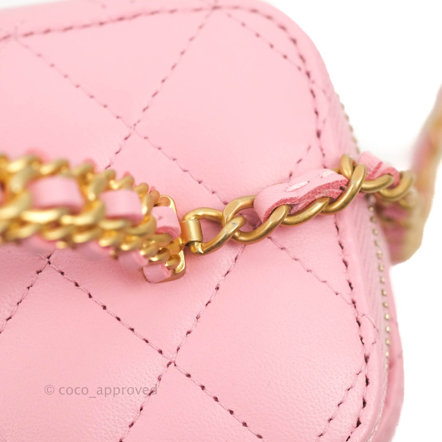 Chanel Vanity Rectangular with Top Handle Pick Me Up Pink Lambskin Aged Gold Hardware 22S