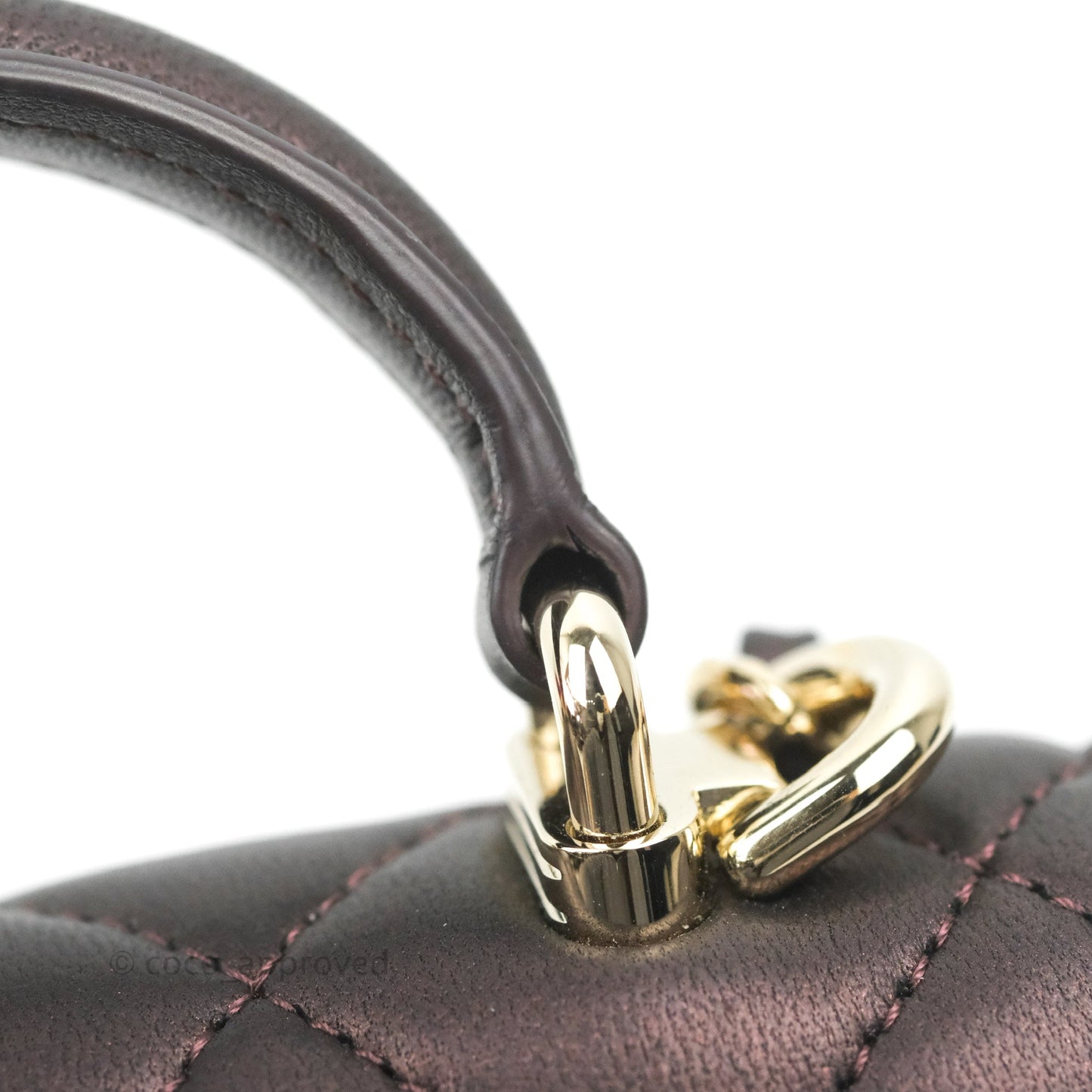 Chanel Mini Handle Clutch With Chain Iridescent Purple Lambskin Gold Hardware