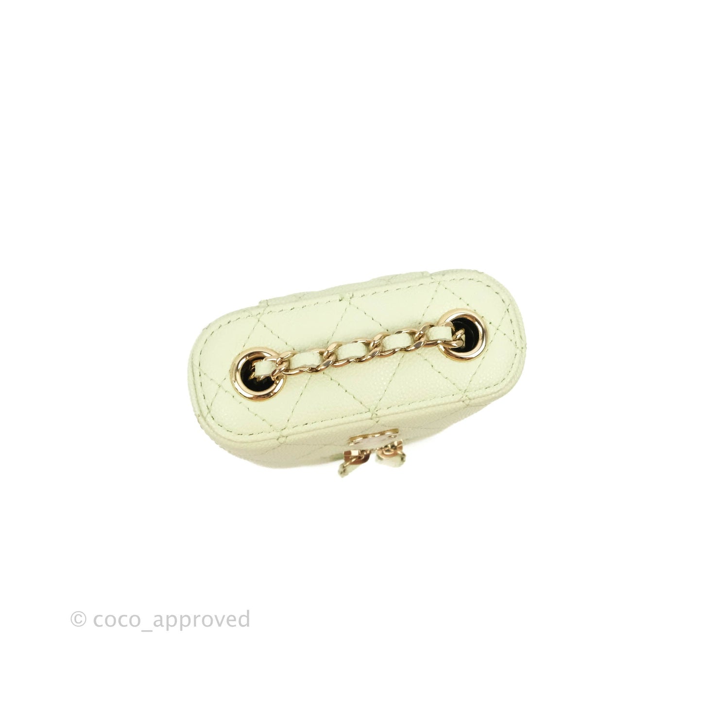 Chanel Vanity Phone Holder With Chain Light Mint Green Caviar Gold Hardware
