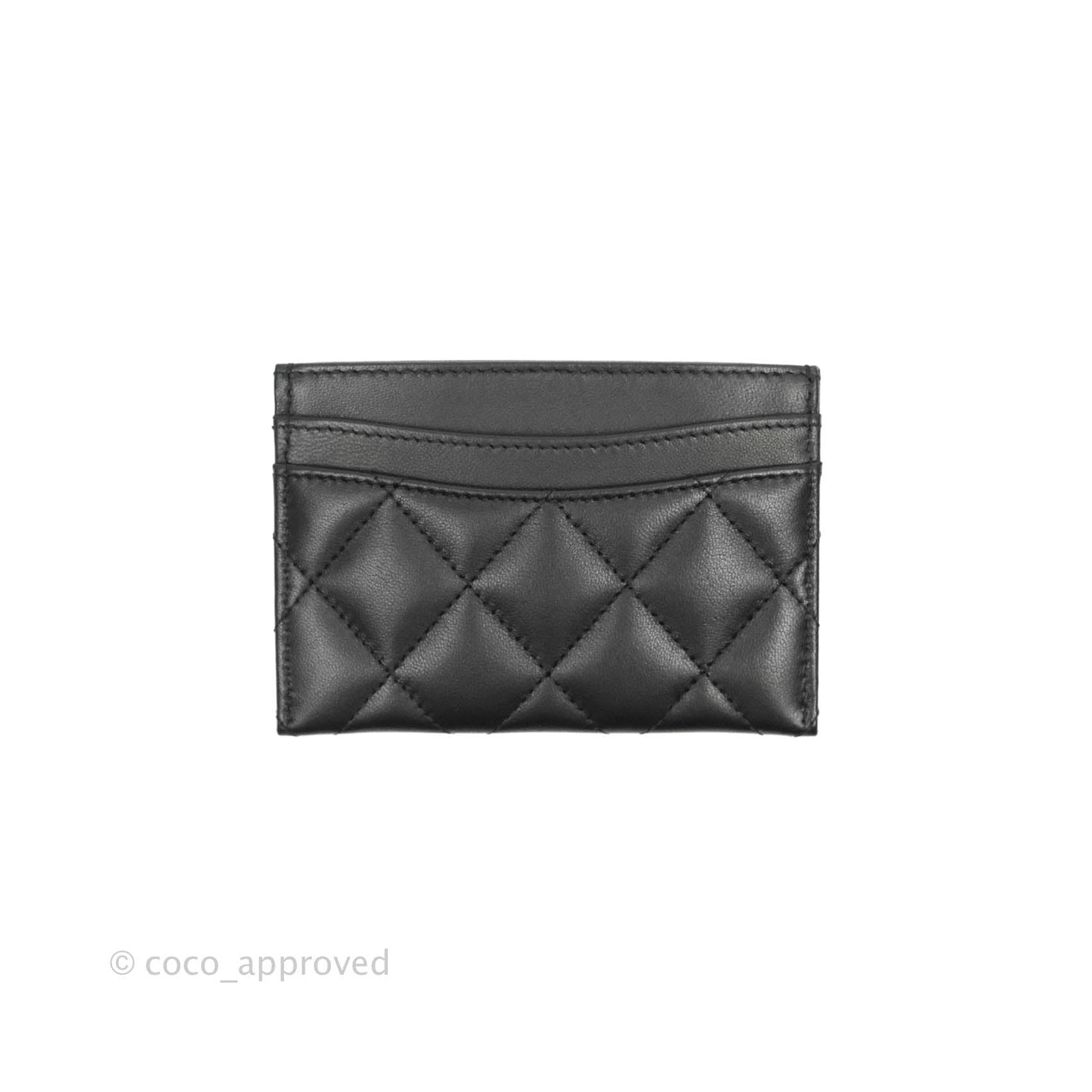 Chanel Glitter CC Card Holder Black Lambskin Silver Hardware