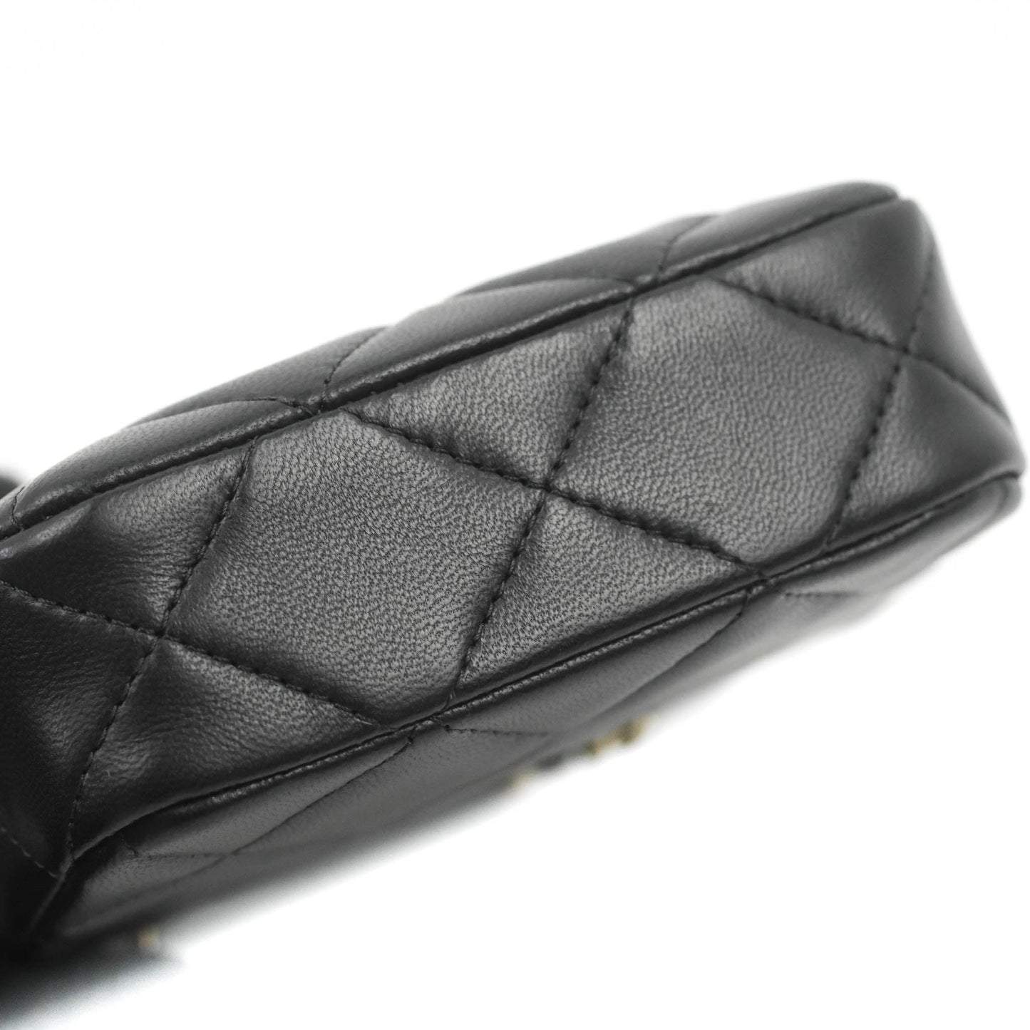 Chanel Mini Clutch With Chain Black Lambskin Gold Hardware 22C