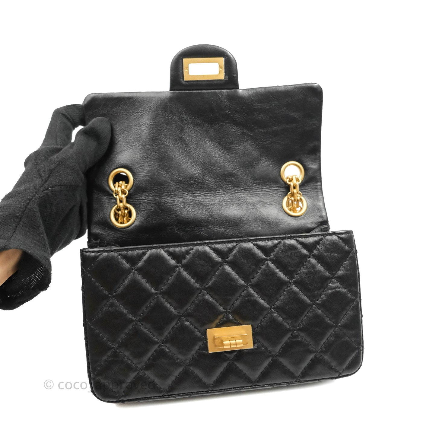Chanel Mini Reissue 224 Black Aged Calfskin Aged Gold Hardware