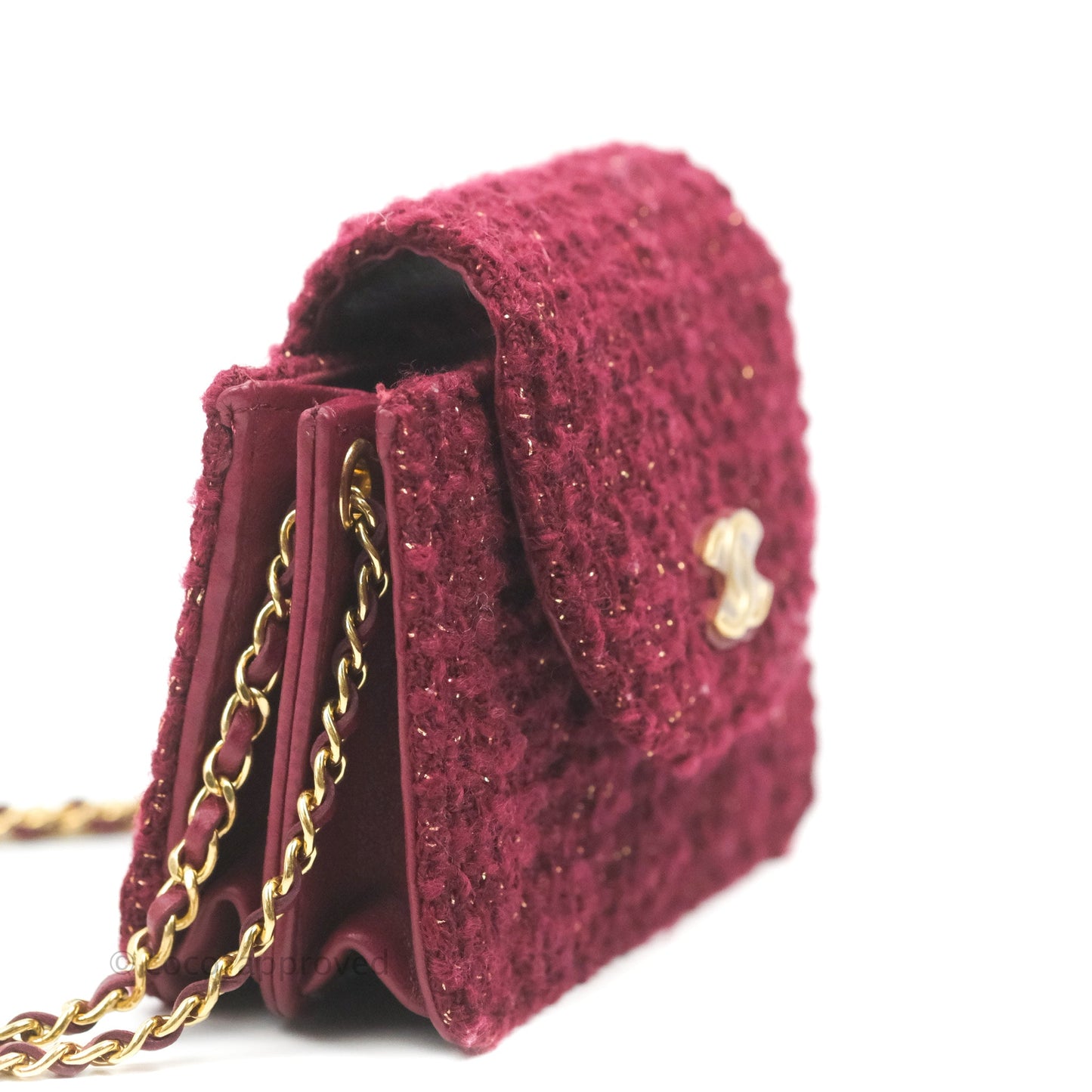 Chanel Clutch With Chain Red Tweed