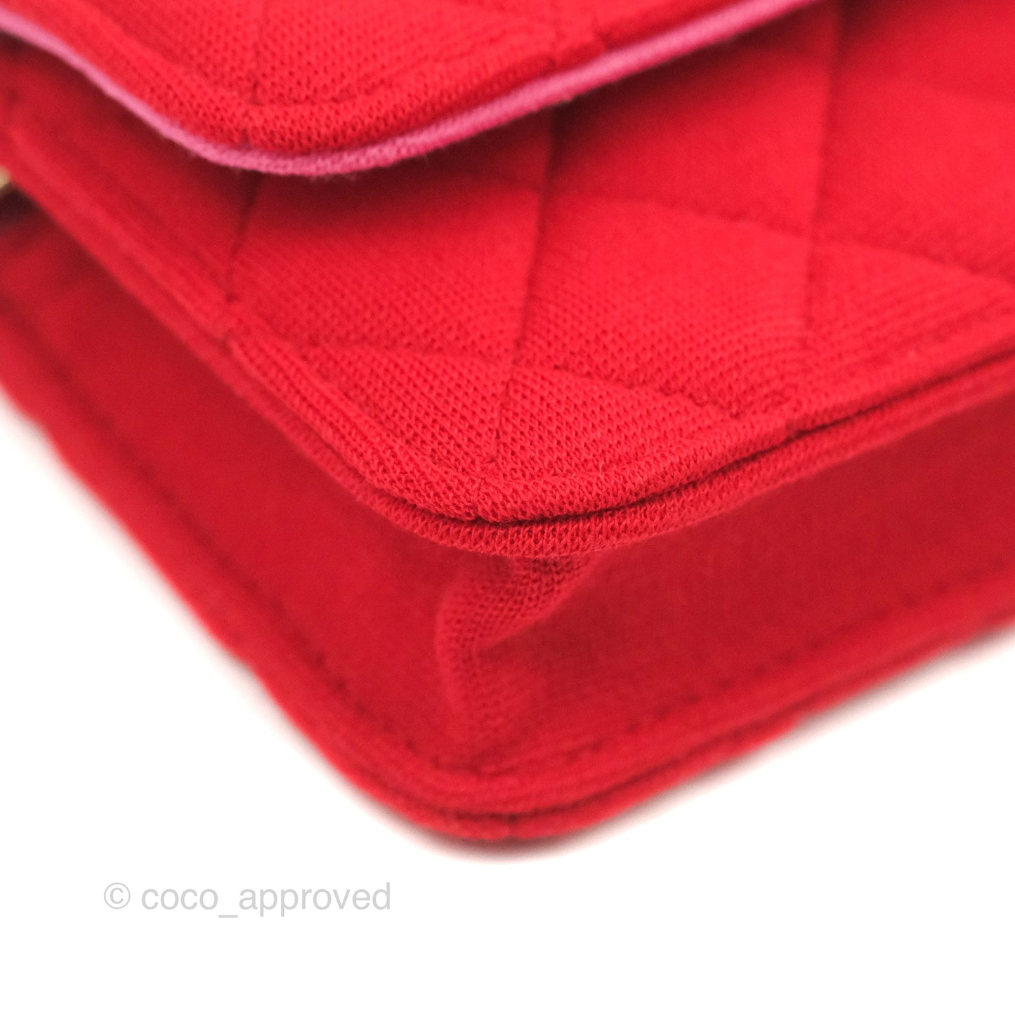 Chanel Mini Clutch With Chain Red Cotton Gold Hardware