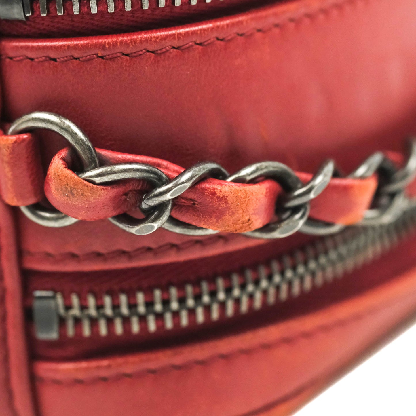 Chanel Quilted Crossbody Camera Bag Red Lambskin Ruthenium Hardware