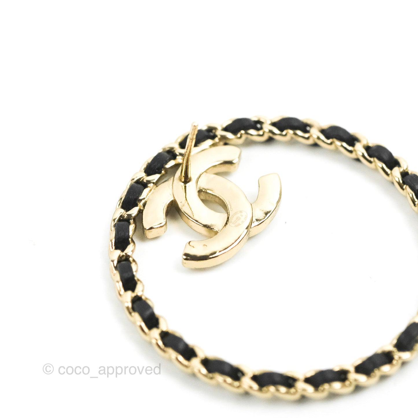 Chanel Woven Round Crystal CC Earrings Gold Tone 22B
