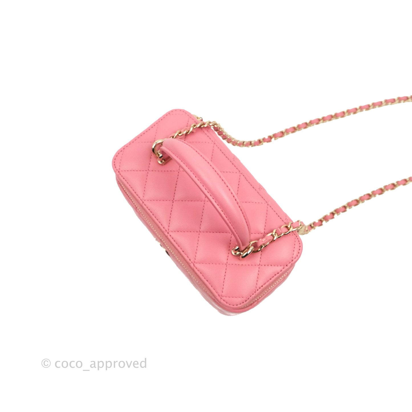 Chanel Vanity Rectangular Top Handle Pink Lambskin Gold Hardware