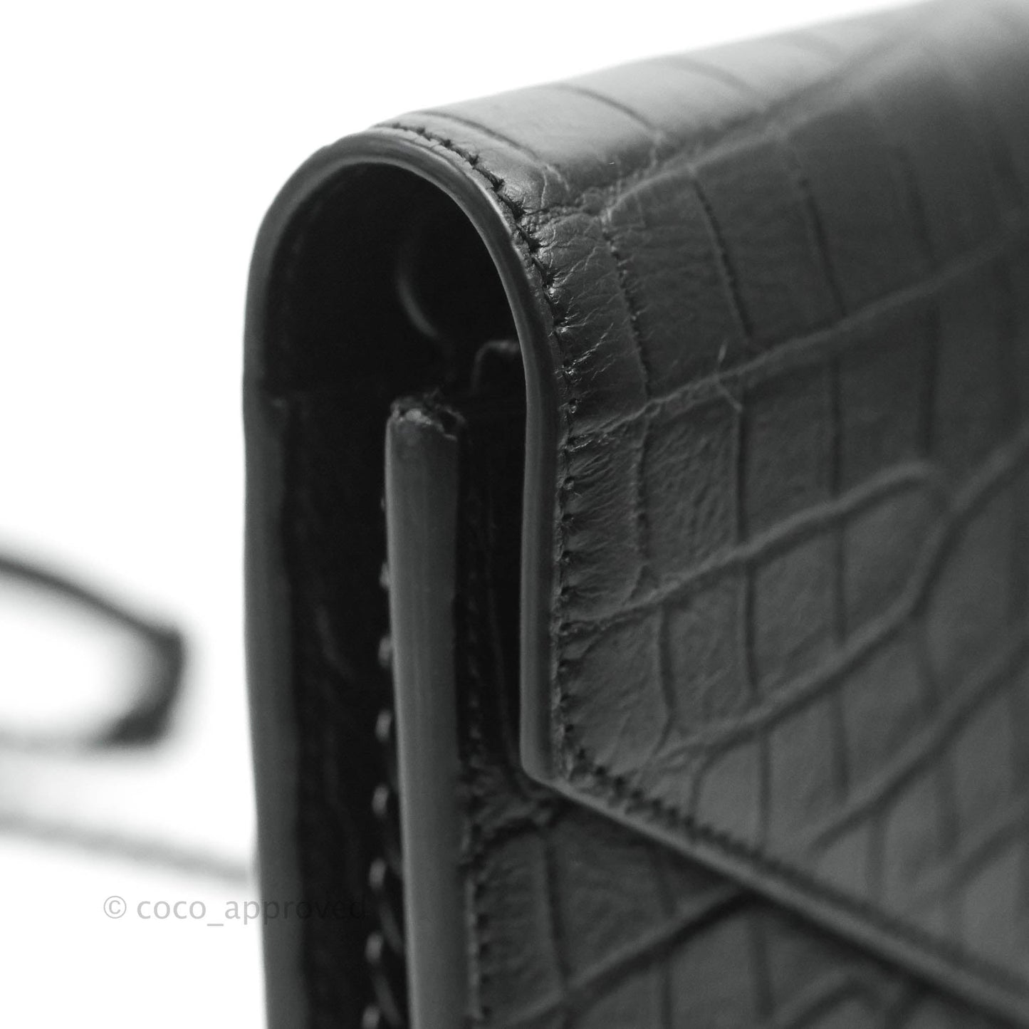 Saint Laurent Wallet on Chain So Black Crocodile-embossed Leather