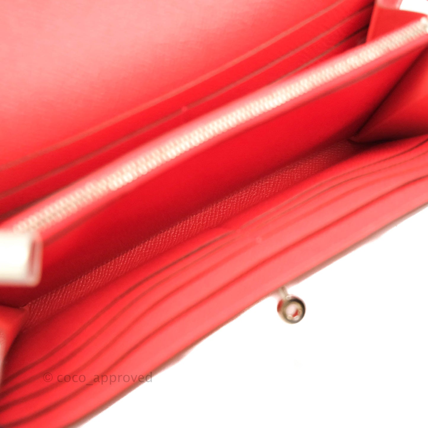 Hermès Kelly Wallet Red Epsom Palladium Hardware