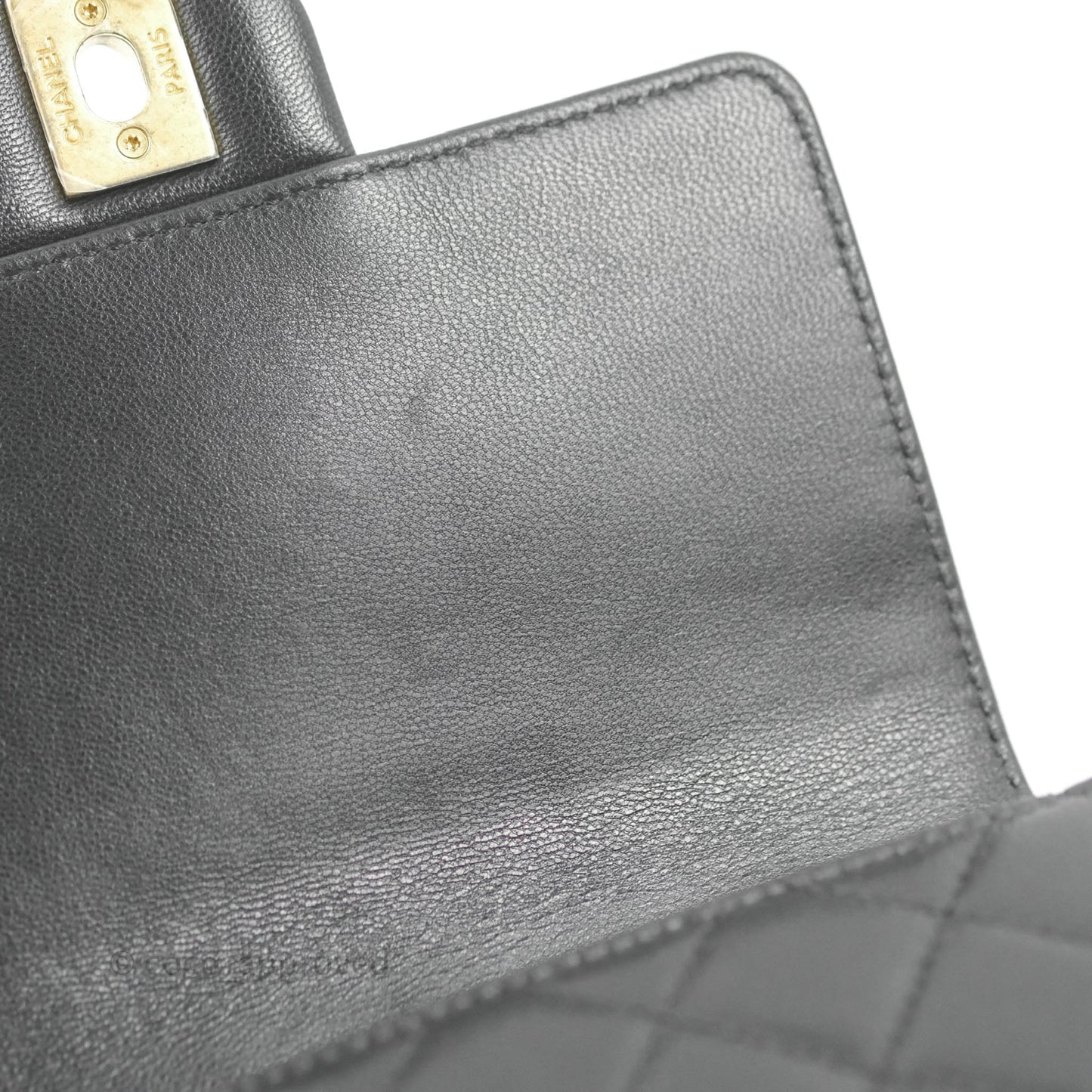 Chanel Quilted Chic Pearls Flap Black Goatskin Aged Gold Hardware