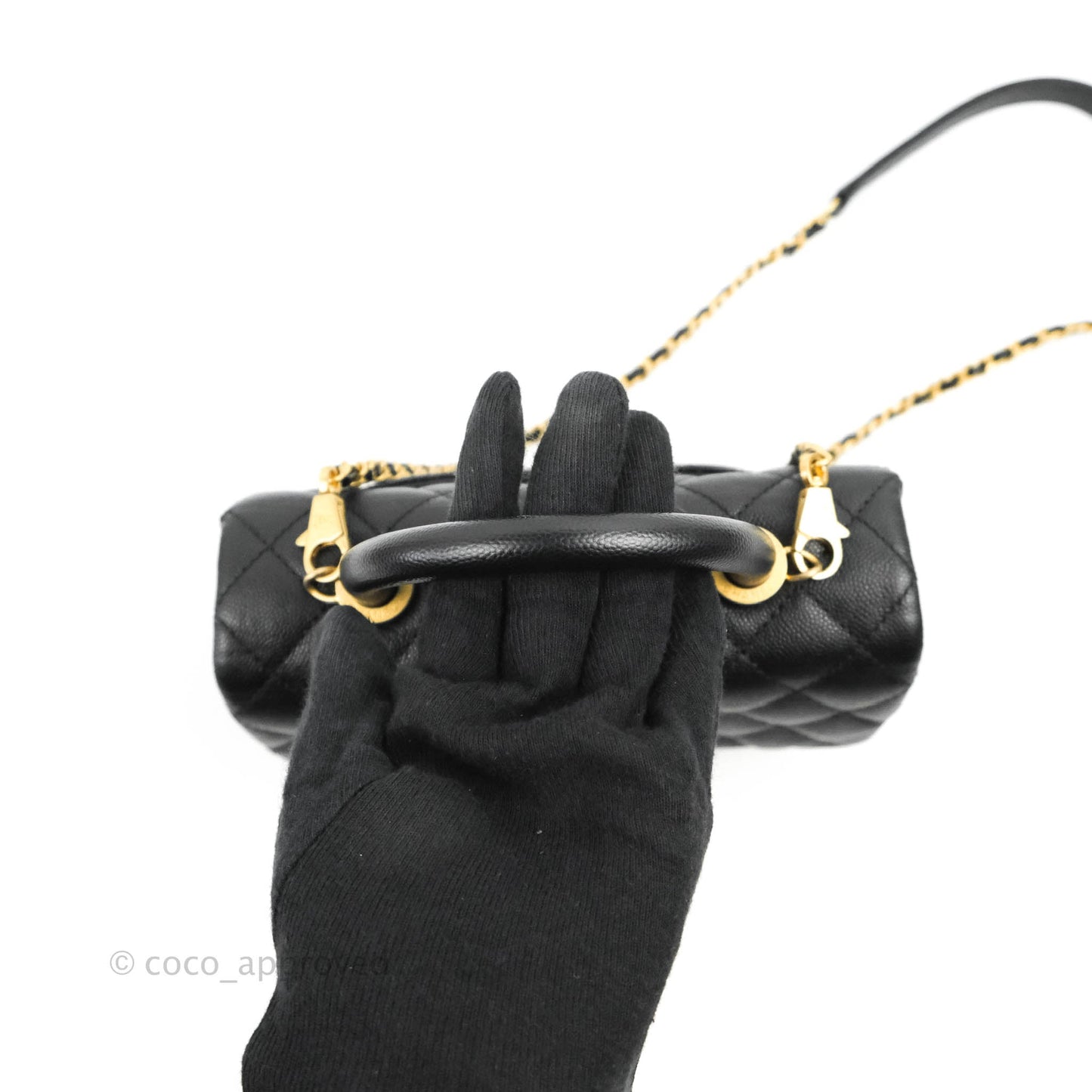 Chanel Small Coco Handle Black Caviar Aged Gold Hardware
