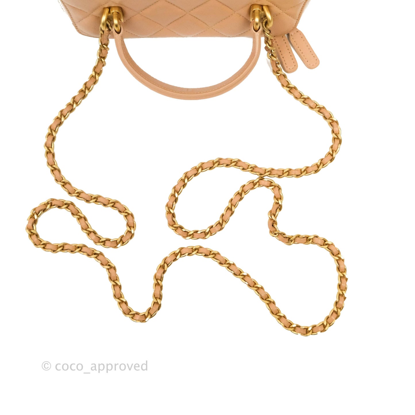 Chanel Vanity Rectangular Top Handle Beige Lambskin Aged Gold Hardware