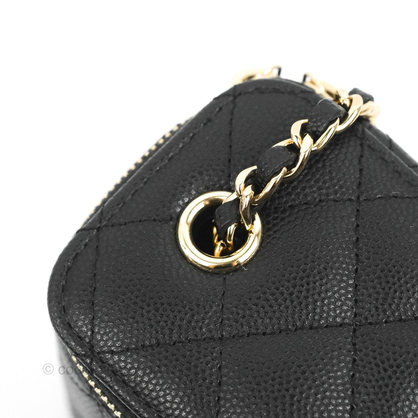 Chanel Mini Vanity With Chain Black Caviar Gold Hardware