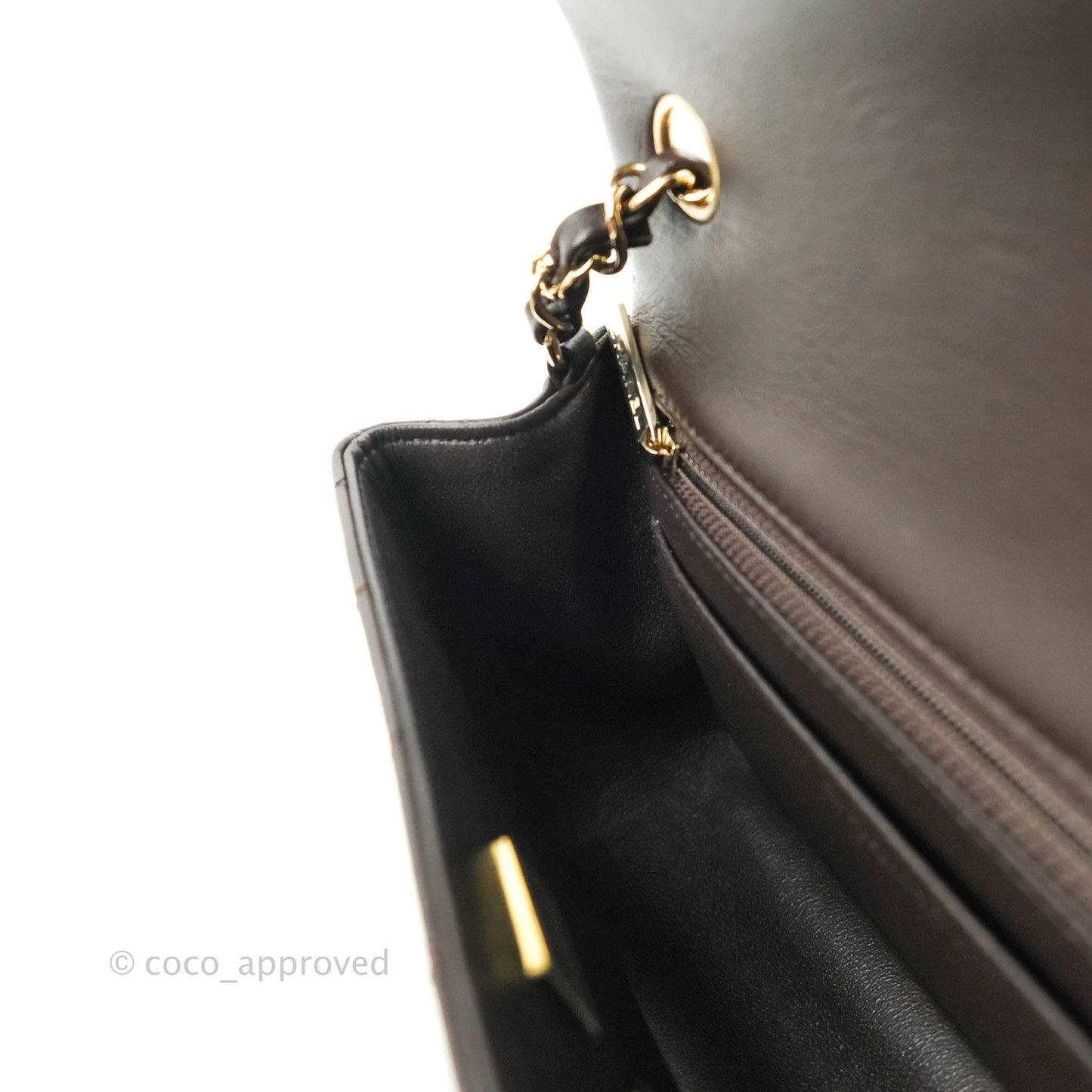 Chanel Quilted Mini Rectangular Chocolate Brown Lambskin Gold Hardware