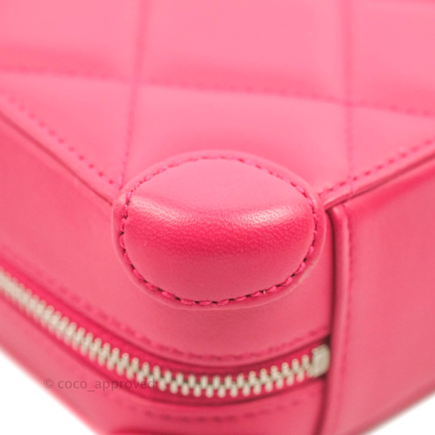 Chanel Mini Quilted Camera Case Pink Lambskin Silver Hardware