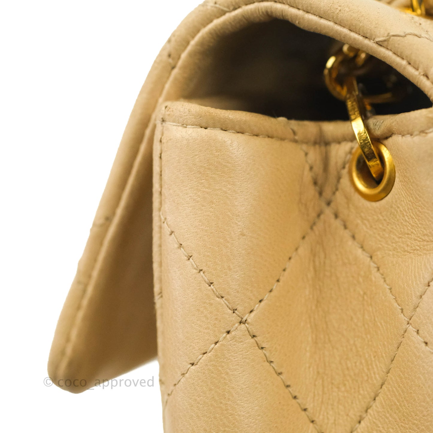 Chanel Vintage Mini Square Beige Lambskin 24K Gold Hardware