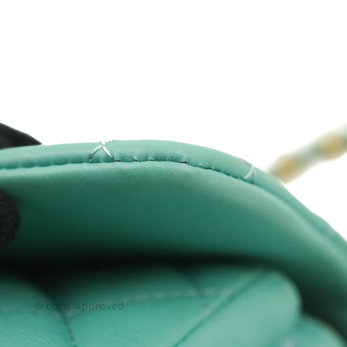 Chanel Quilted Small Day Trip Tiffany Blue Green Lambskin Aged Gold Hardware