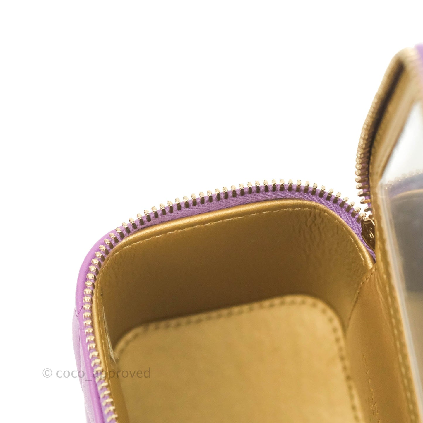 Chanel Classic Mini Pearl Crush Vanity With Chain Purple Lambskin Aged Gold Hardware