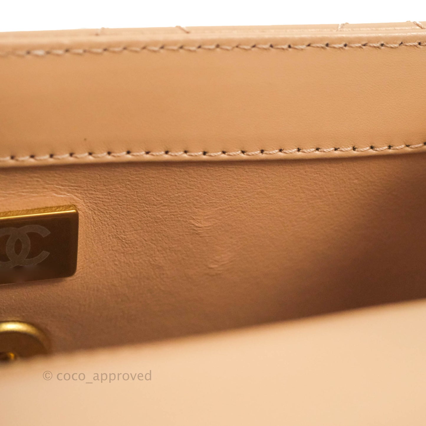 Chanel Quilted Perfect Fit Adjustable Beige Calfskin Gold Hardware 21A