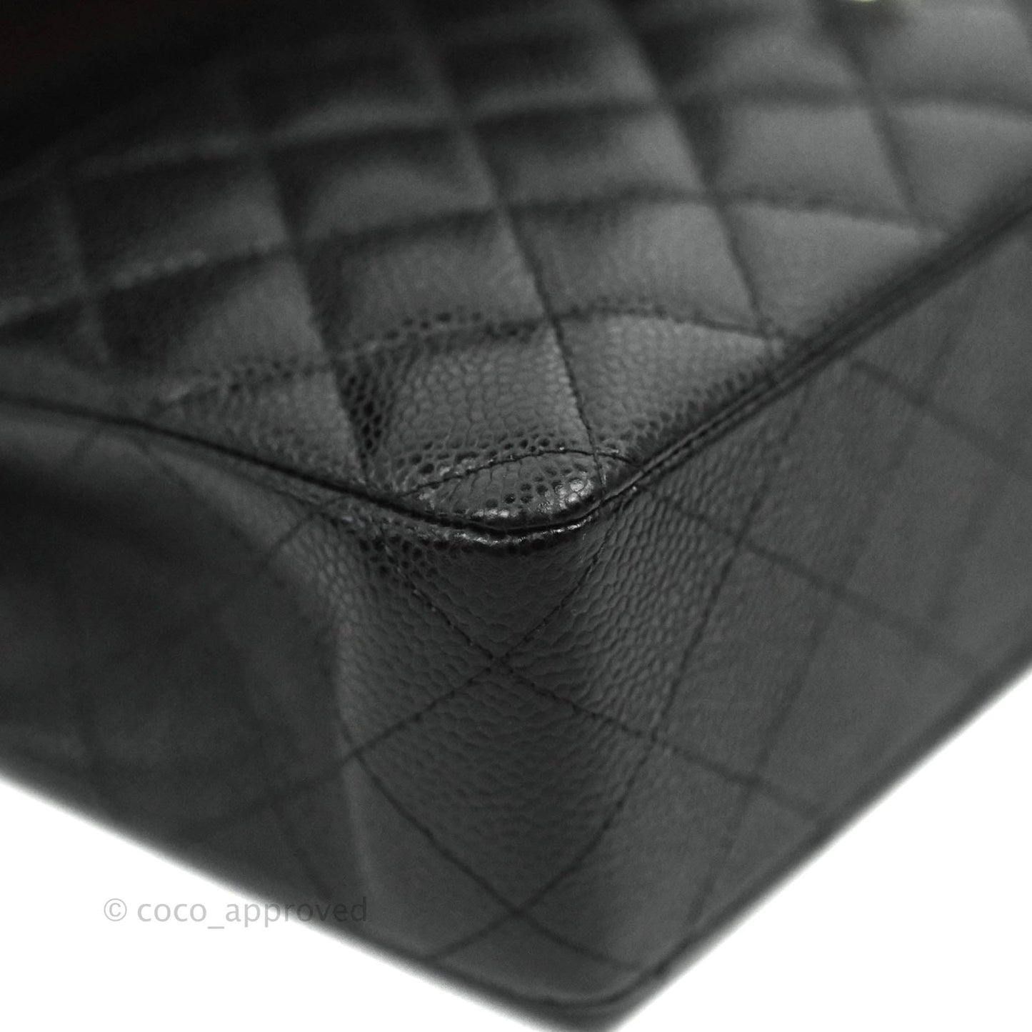 Chanel Classic M/L Medium Double Flap Bag Black Caviar Silver Hardware