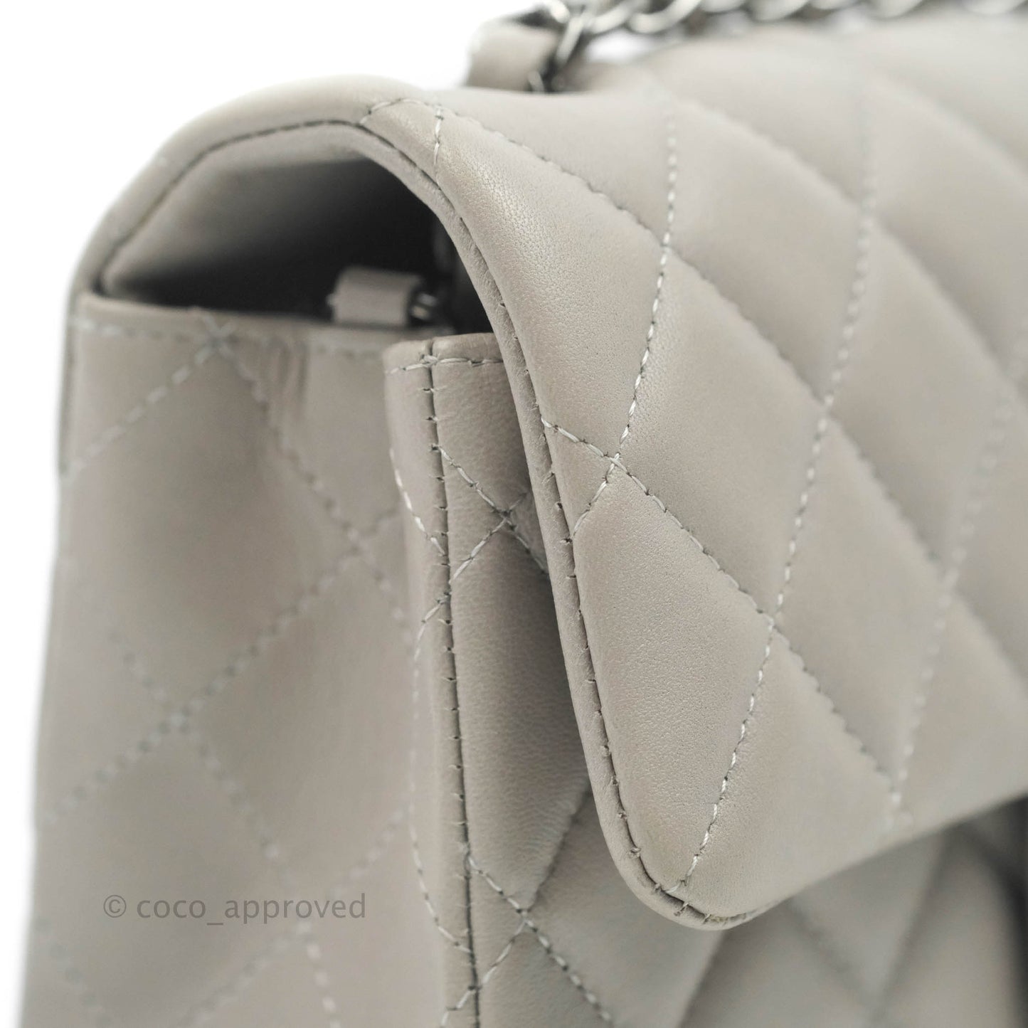 Chanel Quilted Mini Rectangular Flap Grey Lambskin Dark Silver Hardware