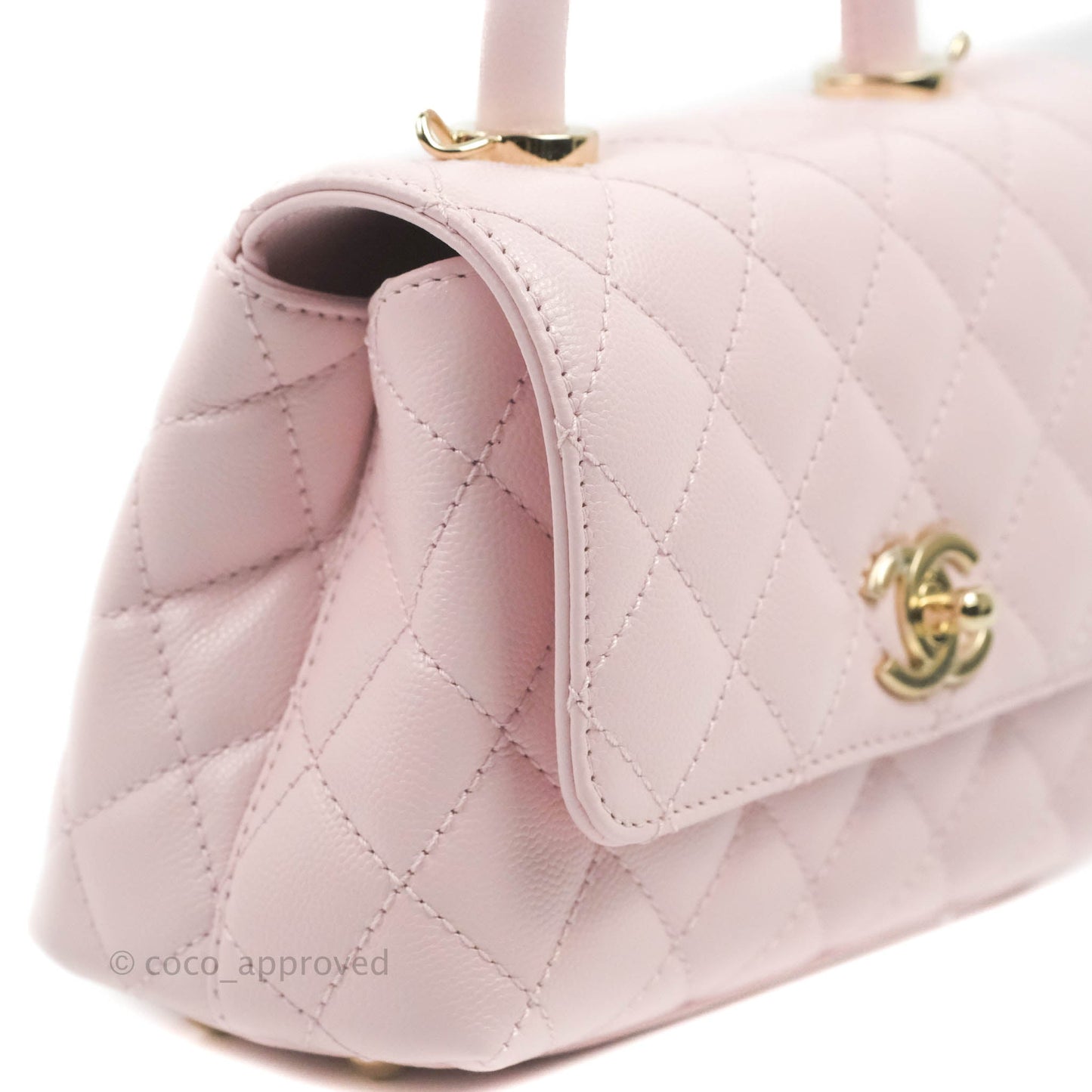 Chanel Mini Coco Handle Quilted Light Pink Caviar Gold Hardware