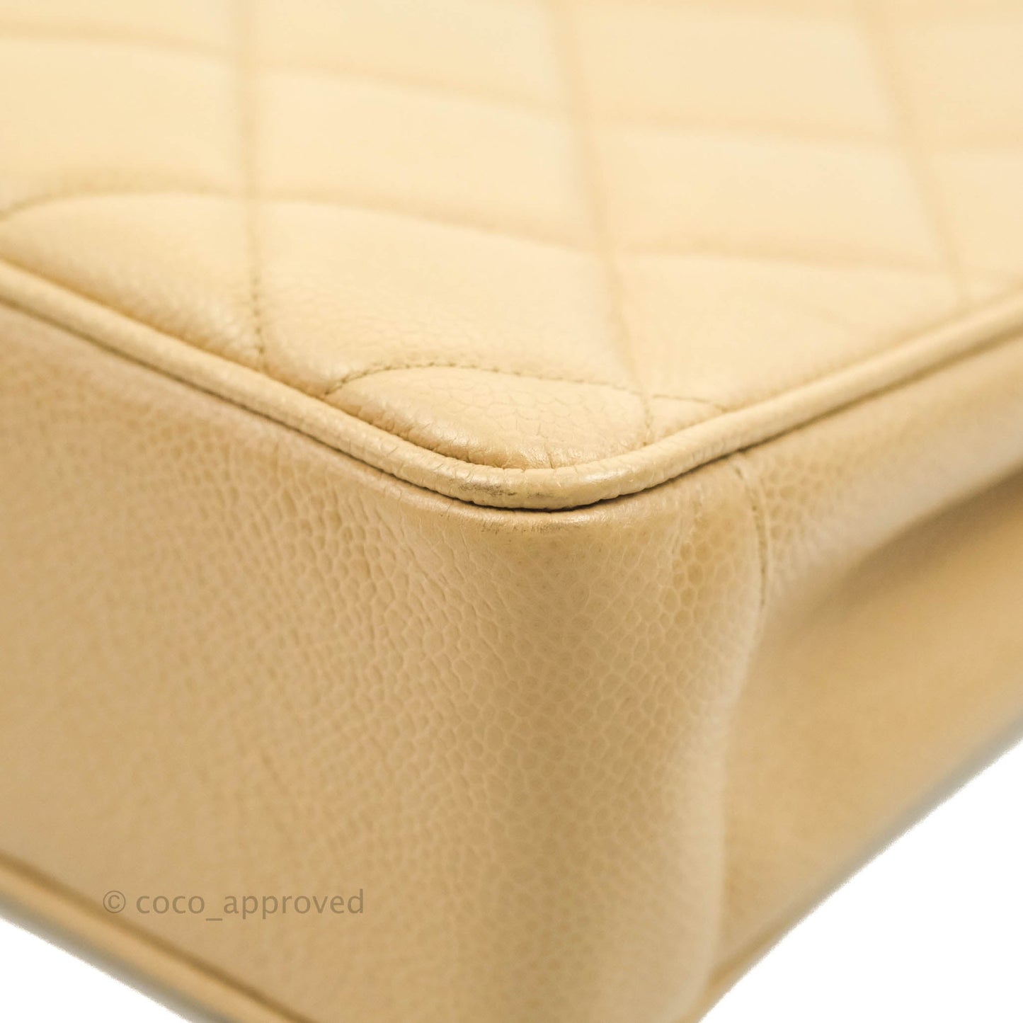 Chanel Vintage CC Quilted Tote Dark Beige Caviar 24K Gold Hardware